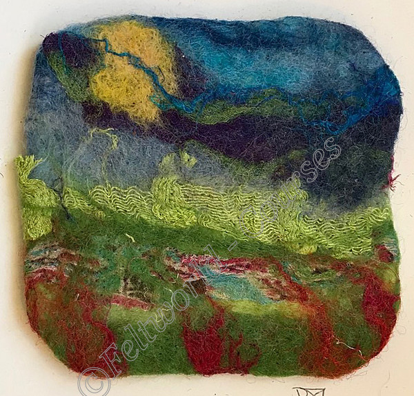 Felt landscape picture 
 Textured picture 
 Keywords: Felt landscape picture, feltmaking. fibre arts, wool, merino, landscape